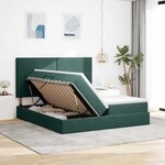 vidaXL Lit de Rangement avec matelas Vert foncé 180 x 200 cm Velours