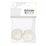 2 perles silicone hexagonales - 17 mm - blanc