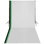 vidaXL Kit de studio photo et 3 toiles de fond réglables Coton 3x6 m