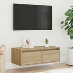 vidaXL Meuble TV avec lumières LED chêne sonoma 75x35 5x25 cm