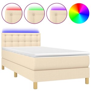 vidaXL Sommier à lattes de lit avec matelas LED Crème 80x200 cm Tissu