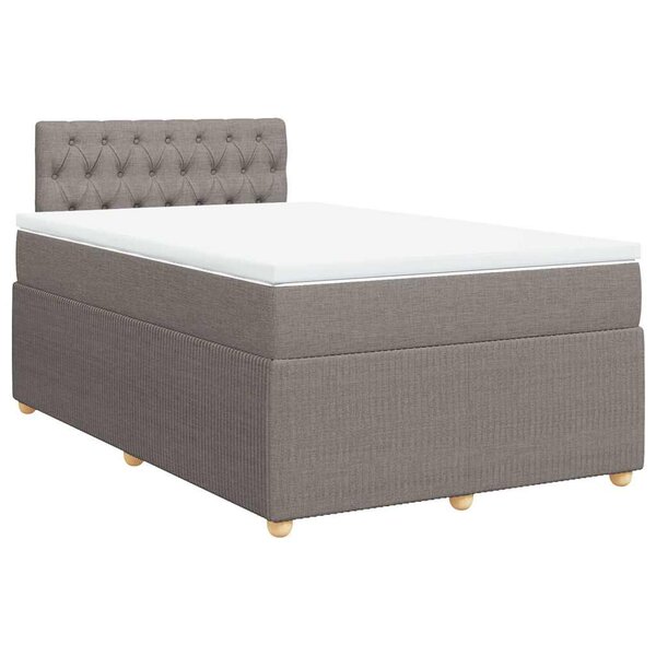 vidaXL Sommier à lattes de lit avec matelas taupe 120x190 cm tissu