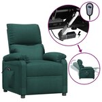 vidaXL Fauteuil inclinable électrique Vert foncé Tissu