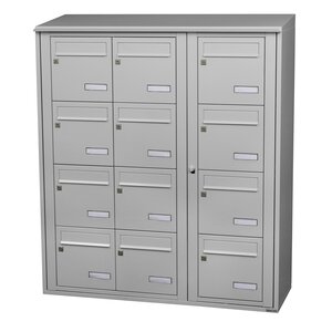 Bloc collectif Leabox  3x4  grade 3  simple face  extérieur  fixation murale  gris clair ral 7035 finition brillante