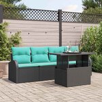 vidaXL Ensemble de canapé de jardin 5 Pièces Noir Poly Rattan