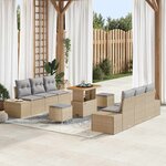 vidaXL Ensemble de canapé de jardin 9 Pièces Beige  Gris clair