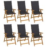 vidaXL Chaises pliables de jardin lot de 6 avec coussins Bois d'acacia