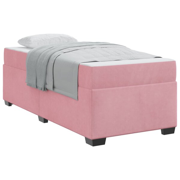 vidaXL Cadre de lit avec matelas Rose 90 x 190 cm tissu