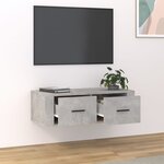 vidaXL Meuble TV suspendu Gris béton 80x36x25 cm Bois d'ingénierie