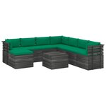 vidaXL Salon palette de jardin 9 Pièces avec coussins Bois de pin massif