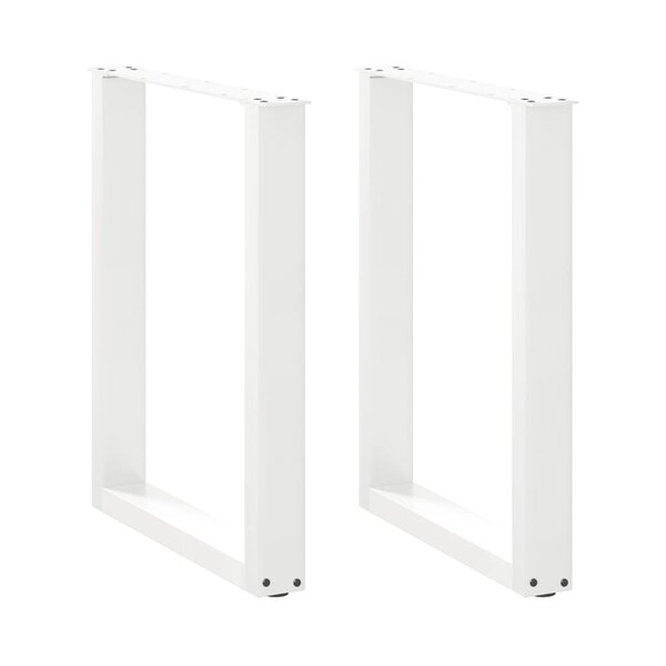vidaXL Pieds de table à manger en U 2 pièces Blanc 70 x (72-73) cm Acier