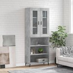 vidaXL Buffet haut Gris béton 69 5x34x180 cm Bois d'ingénierie