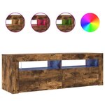 vidaXL Meuble TV avec lumières LED Chêne fumé 120x35x40 cm