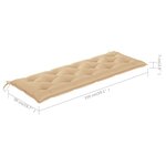 vidaXL Banc de jardin avec coussin beige 150 cm Bois de teck massif