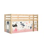 PINO  Lit Compact Pin Massif Naturel + Rideau en 4 parties Princesse