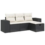 vidaXL Salon de jardin 4 Pièces avec coussins noir résine tressée