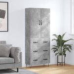 vidaXL Buffet haut Gris béton 69 5x34x180 cm Bois d'ingénierie