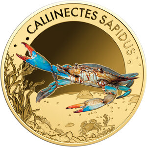Monnaie BLUE CRAB Sea Creatures 1/1000 Oz Or 3000 Francs Chad (PRÉCOMMANDE)