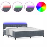 Lit à ressorts vidaXL avec matelas et LED Gris foncé 200x200 cm Velours
