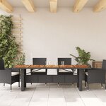 vidaXL Table de jardin et dessus en bois d'acacia noir résine tressée