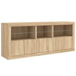 vidaXL Buffet avec lumières LED chêne sonoma 162x37x67 cm