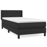 vidaXL Sommier à lattes de lit avec matelas Noir 100x200 cm Similicuir