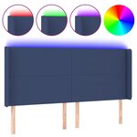vidaXL Tête de lit à LED Bleu 163x16x118/128 cm Tissu