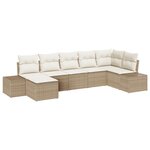 vidaXL Ensemble de canapé de jardin 7 pièces avec coussins Beige Poly Rotin