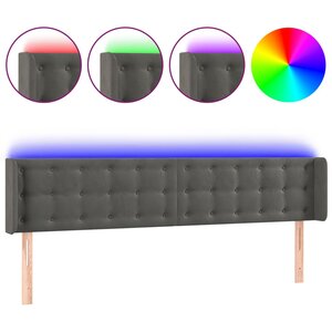 vidaXL Tête de lit à LED Gris foncé 183x16x78/88 cm Velours