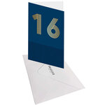 Carte D'anniversaire 16 Ans En Or - Bleu Foncé - A Message - Pour Ados Fille Garçon - 11 5 X 17 Cm - Draeger paris