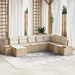 vidaXL Ensemble de canapé de jardin 8 Pièces Beige Poly rotin