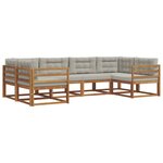 vidaXL Ensemble de canapés d'extérieur 6 pc Gris Naturel et Clair