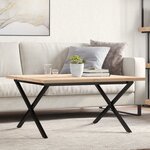 vidaXL Table basse cadre en X 80x80x45 5cm bois de pin massif et fonte