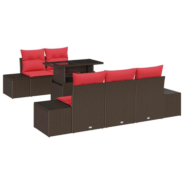 vidaXL Ensemble de Canapés 6 Pièces Marron et rouge polyrotin