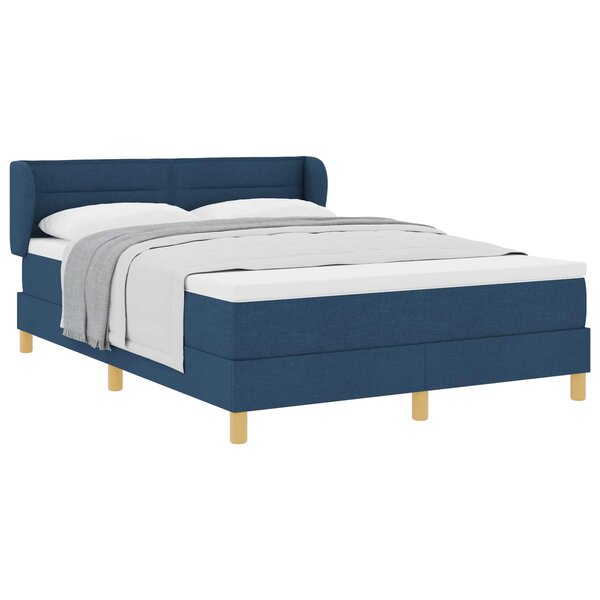 vidaXL Lit à ressorts avec matelas Bleu 160 x 200 cm tissu