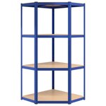 vidaXL Étagères à 4 niveaux 2 Pièces Bleu Acier et bois d'ingénierie