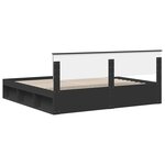 vidaXL Cadre de lit avec tête de lit Noir 200 x 200 cm Pin massif