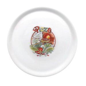 Assiette à pizza 310 mm décor pizza x23- lot de 6 - saturnia -  - porcelaine