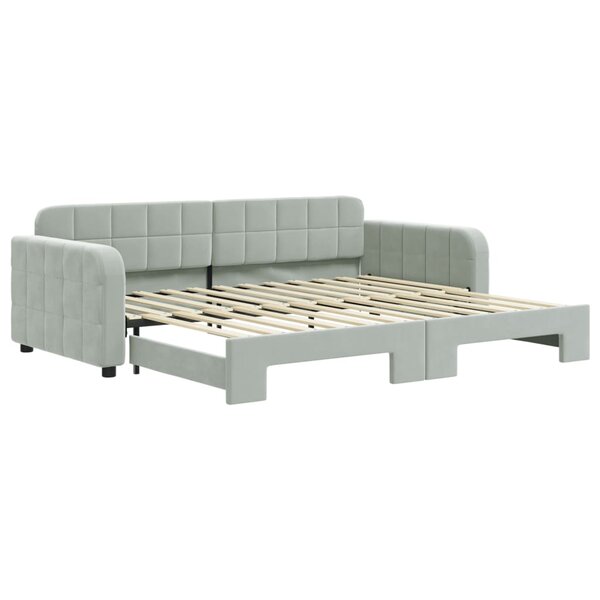 vidaXL Lit de jour avec lit gigogne gris clair 90x200 cm velours