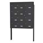 Bloc collectif Leabox 3x4 grade 3 simple face extérieur fixation sur pieds à sceller gris anthracite ral 7016 finition brillante