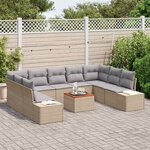 vidaXL Ensemble de canapé de jardin 10 Pièces Beige Poly rotin