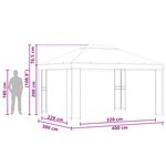 vidaXL Pavillon 4 × 3 m Taupe Polyester et Acier 190 gsm