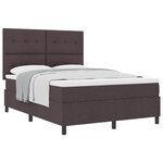 vidaXL Lit à ressorts avec tête de lit Marron foncé 140 x 190 cm tissu
