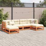 vidaXL Salon de jardin 6 Pièces avec coussins cire marron bois pin massif