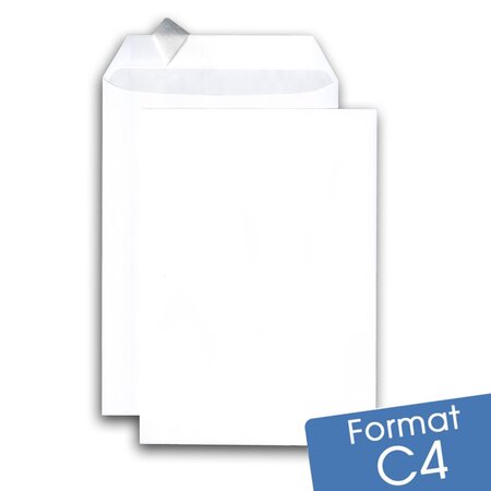 Lot de 1000 Enveloppes blanches C4 auto-adhésives (SF)