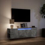 vidaXL Meuble TV mural avec lumières LED gris béton 135x31x39 5 cm