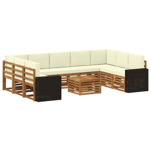 vidaXL Ensembles de canapés avec coussin 10 Pièces Naturel et Crème