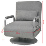 vidaXL Fauteuil pivotant et canapé-lit Gris clair Tissu