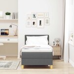 vidaXL Lit à ressort LED avec matelas Gris foncé 80 x 200 cm tissu