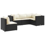 vidaXL Salon de jardin 5 Pièces avec coussins Noir Résine tressée